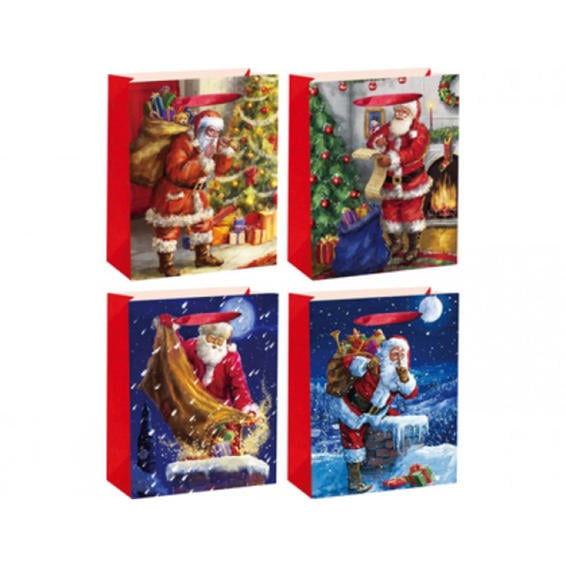 Bolsa para regalo arguval mediana navidad santa claus purpurina 32x26x10 cm