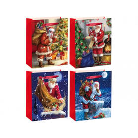 Bolsa para regalo arguval grande navidad santa claus purpurina 40x30x12 cm