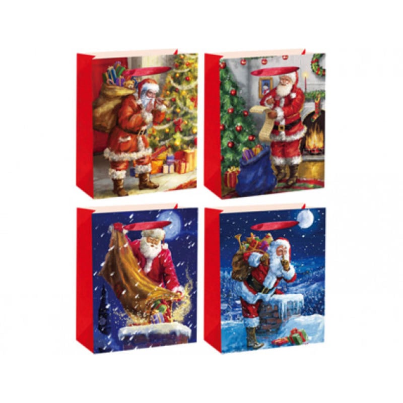 Bolsa para regalo arguval grande navidad santa claus purpurina 40x30x12 cm