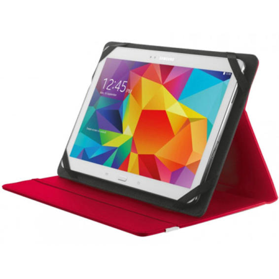 Funda trust primo folio universal para tablets 7/8" con soporte y cierre elastico color rojo