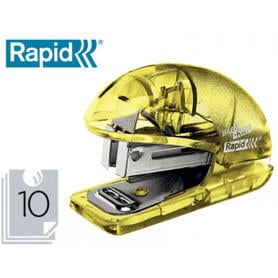 Grapadora rapid mini baby ray colour ice f4 capacidad 10 hojas usa grapas 24/6 y 26/6 color amarillo en blister