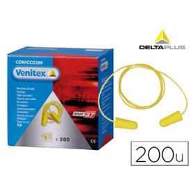 Protector auditivo delta plus conico con cordon caja 200 pares