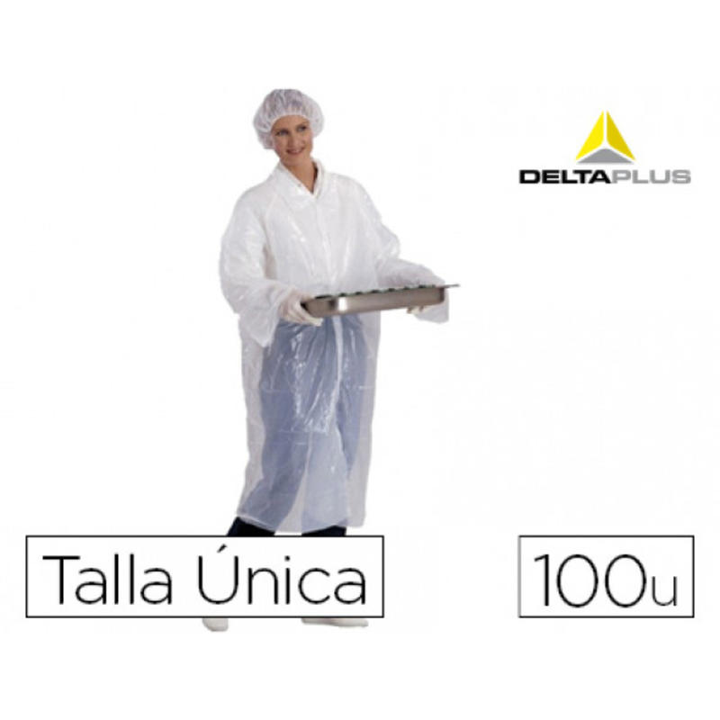 Bata delta plus polietileno sencilla talla unica caja de 100 unidades