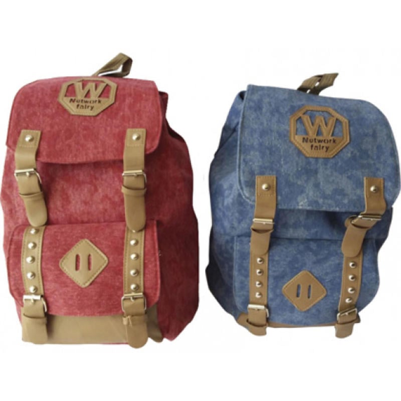 Mochila arguval texas azul y roja con bolsillo 40x30x14 cm