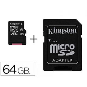 Memoria sd micro kingston 64 gb canvas select clase 10 con adaptador