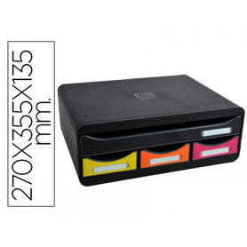 Modulo exacompta toolbox mini 4 cajones negro multicolor 270x355x135 mm