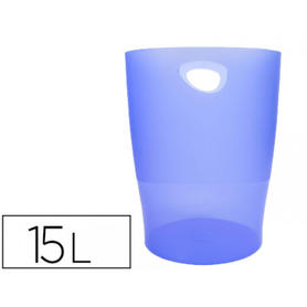 Papelera plastico exacompta linicolor azul hielo translucido 15 litros
