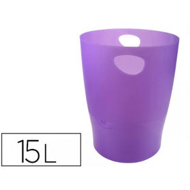 Papelera plastico exacompta linicolor violeta translucido 15 litros