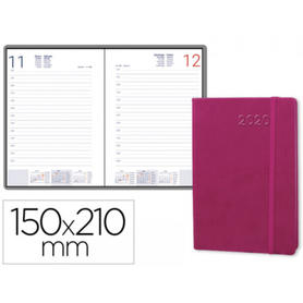 Agenda encuadernada esparta 15x21 cm 2020 dia pagina con gomilla color rosa papel 70 gr