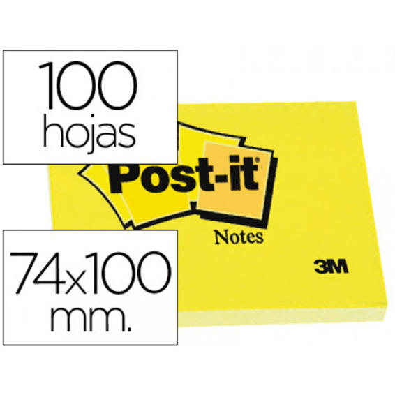 Bloc de notas adhesivas quita y pon post-it 74x100 mm con 100 hojas -657-