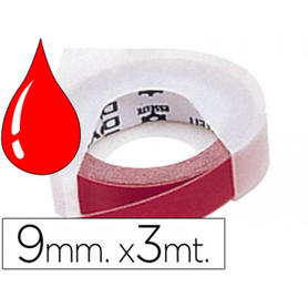 Cinta dymo 9mm x 3mt roja -tradicional