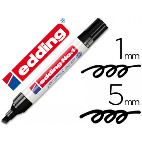 Compra Rotulador edding marcador permanente 1 negro -punta biselada 5 mm