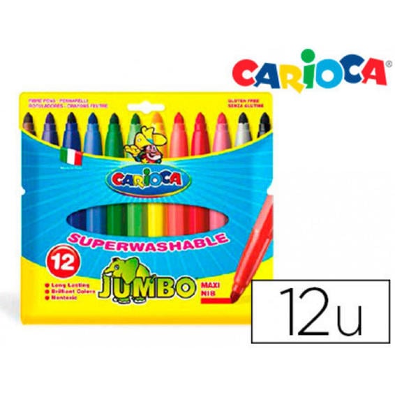 Rotulador carioca jumbo c/12 colores -punta gruesa