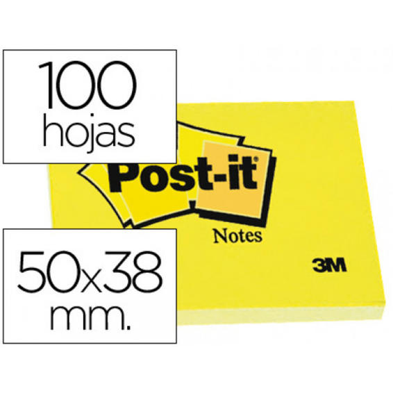 Bloc de notas adhesivas quita y pon post-it 50x38 mm con 100hojas 653e