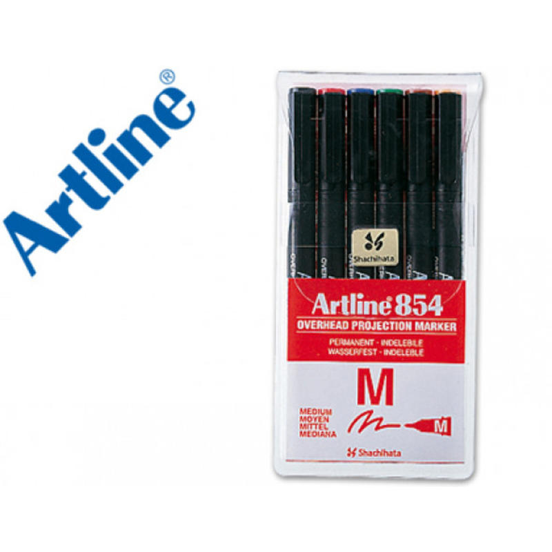 Rotulador artline retroproyeccion punta fibra ek-854 6w -bolsa de 6 rotul. -punta redonda 1 mm
