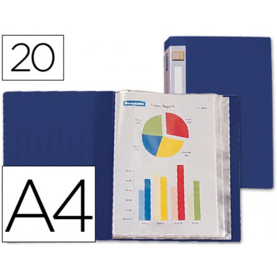 Carpeta liderpapel personaliza 31712 20 fundas polipropileno din a4 azul lomo personalizable