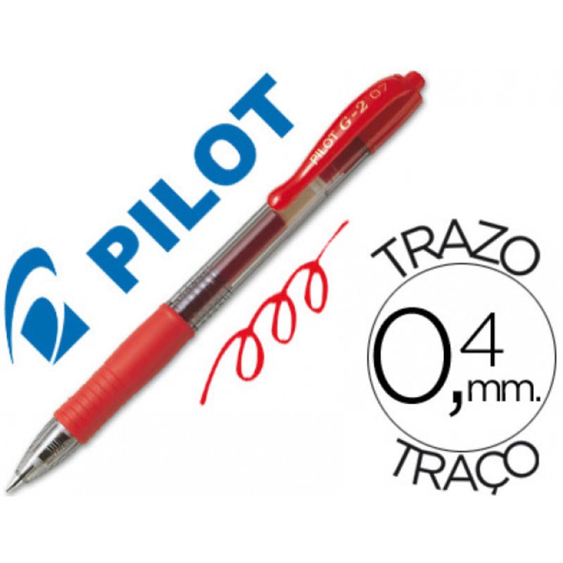 Boligrafo pilot g-2 rojo tinta gel -retractil -sujecion de caucho