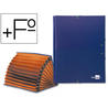 Carpeta clasificadora liderpapel 12 departamentos folio prolongado carton forrado azul fuelle - CF01