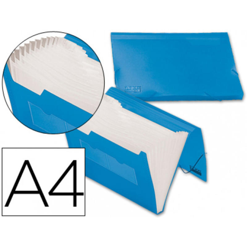 Carpeta liderpapel clasificador fuelle 32182 polipropileno din a4 azul serie frosty 13 departamentos