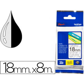 Cinta brother tze-141 transparente-negro 18mm longitud 8 mt