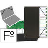 Carpeta clasificadoras fuelle Pardo folio con 9 departamentos de plástico de color negro