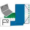 Carpeta clasificadoras fuelle Pardo folio con 9 departamentos de plástico de color azul