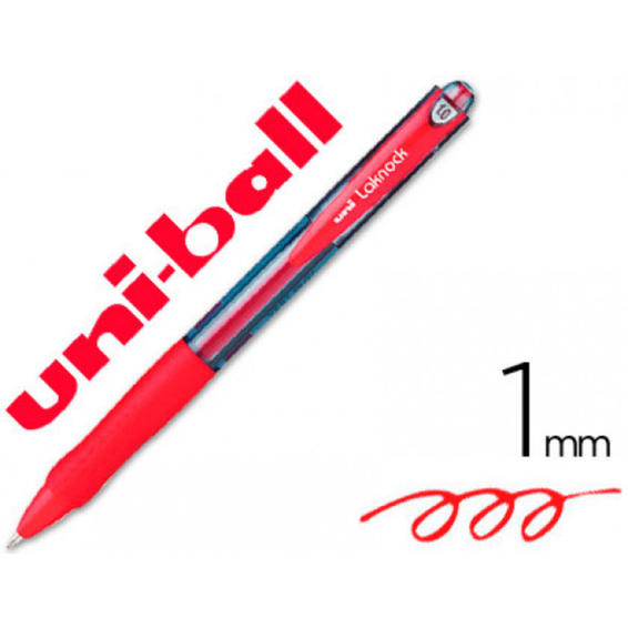 Boligrafo uni-ball laknock sn-100 retractil color rojo