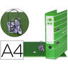 Archivador de palanca liderpapel a4 filing system forrado con rado lomo 75 mm verde compresor metalico - AZ22