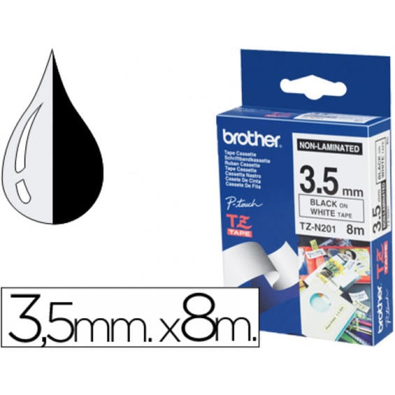 Cinta brother tzen201 blanco-negro 3.5m longitud 8 mt