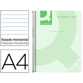 Cuaderno espiral q connect a4 micro tapa plastico 80h 70g horizontal sin bandas 4 taladros verde
