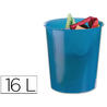 Papelera plastico q-connect azul translucido 16 litros - KF15256