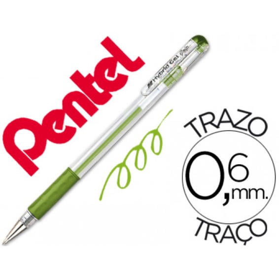 Boligrafo pentel k-116 hybrid gel verde claro