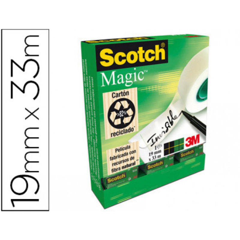 Cinta adhesiva scotch magic invisible 19x33m