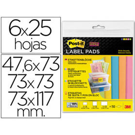 Etiqueta adhesiva post-it super sticky removible pack surtido 2 bloc 47,6x73mm 2 bloc 73x73mm y 2 bloc