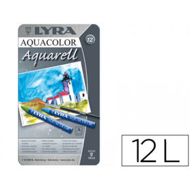 Lapices de cera acuarelable lyra aquacolor aquarell 12 colores -caja metal
