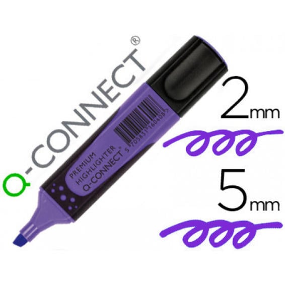 Rotulador q-connect fluorescente violeta premium punta biselada con sujecion de caucho