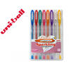 Boligrafo uni ball um-120 signo 0,7 mm tinta gel estuche de 8 colores con purpurina