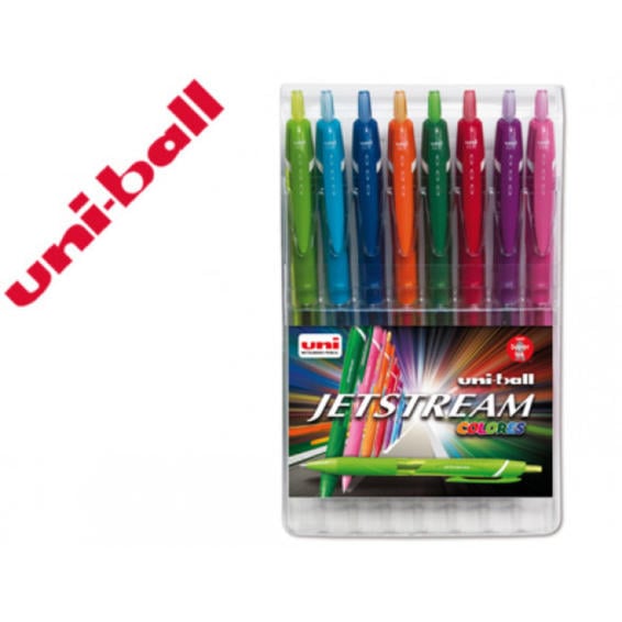 Boligrafo uni-ball jet stream sxn-157c retractil estuche de 8 unidades colores surtidos