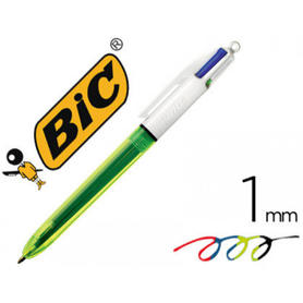 Boligrafo bic cuatro colores azul / negro / rojo / amarillo fluor punta media 1 mm