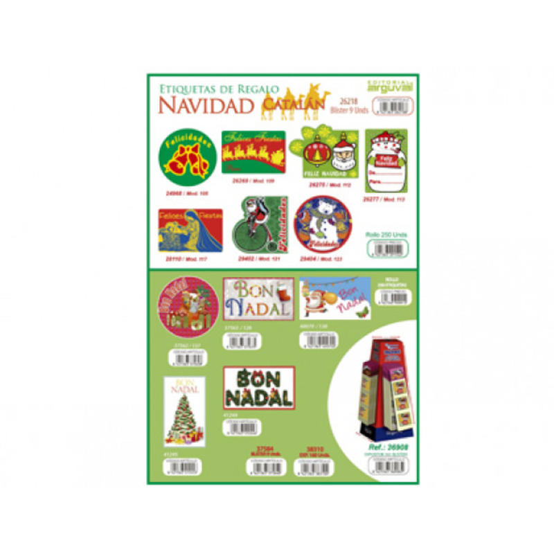 Etiqueta arguval navidad catalan 3 x 5 cm blister de 9 etiquetas