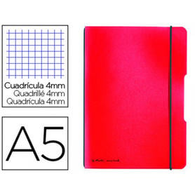 Cuaderno herlitz note book flex a5 polipropileno 40 hojas cuadricula 4 mm rojo cierre gomilla