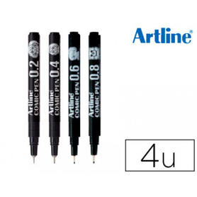 Rotulador artline comic pen calibrado micrometrico negro bolsa de 4 uds 0,2 0,4 0,6 0,8 mm