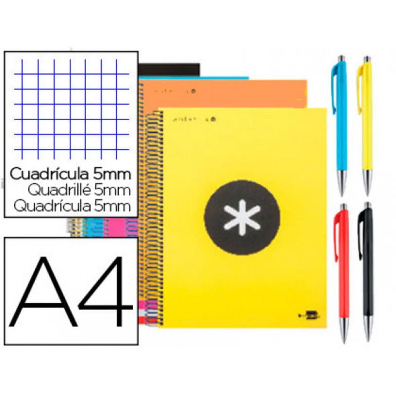 Cuaderno espiral liderpapel a4 micro antartik tapa forrada 120h 100g cuadro 5mm promo caran d ache colores surtidos