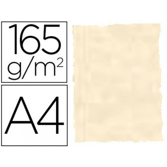 Papel color liderpapel pergamino con bordes a4 165g/m2 hueso pack de 25 hojas