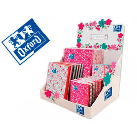 Cuaderno espiral oxford carton ebook1 tapa extradura 8 /a6/a5+/a4+ floral expositor 40 unidades