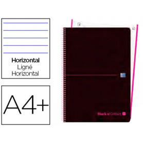 Cuaderno espiral oxford ebook 1 tapa plastico din a4+ 80 h horizontal blackn colors rosa