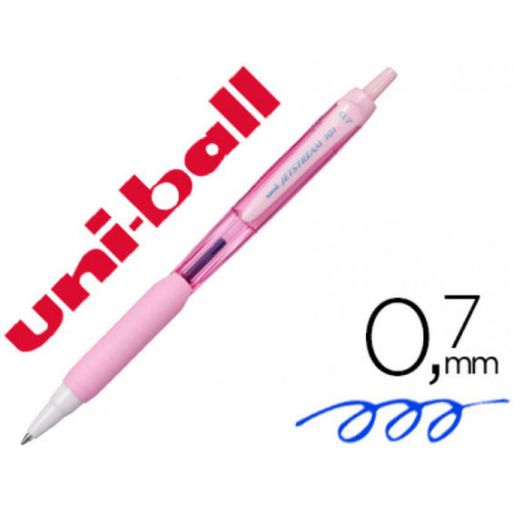 Boligrafo uni-ball jetstream retractil sxn-101 0,7 mm rosa claro tinta azul