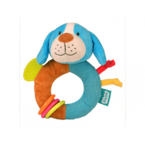 Sonajero anillo fiesta crafts perro con mordedor y anillas suaves 15x15 cm