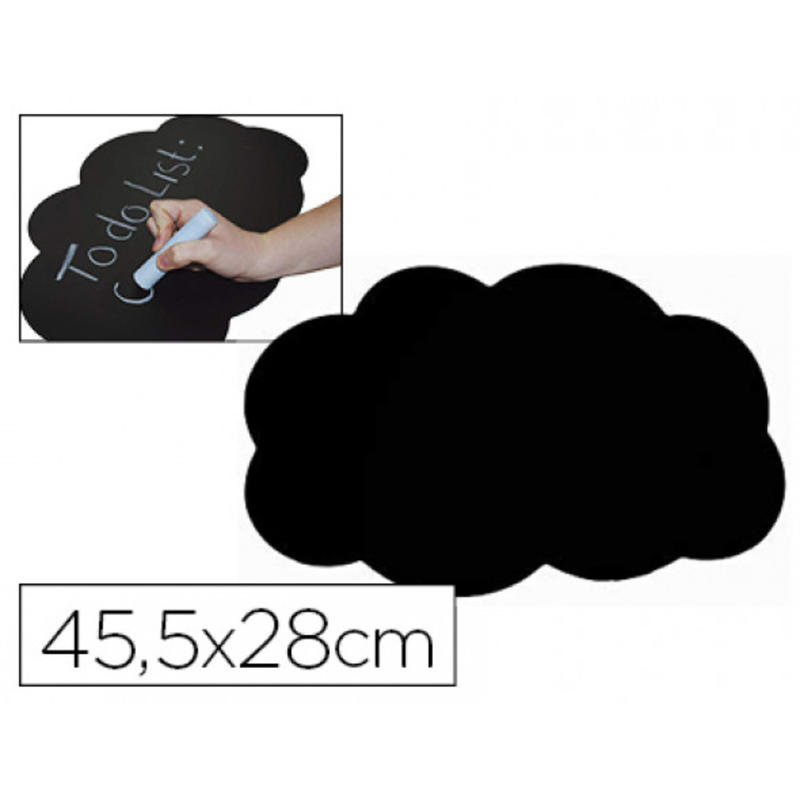 Pizarra henbea plastico flexible y lavable silueta de nube color negro 45,5x28 cm