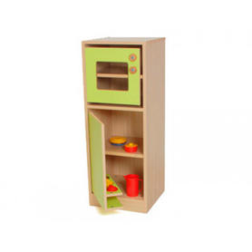 Cocinita madera mobeduc modulo frigorifico y microondas en melamina de haya/rojo 40x106x40 cm